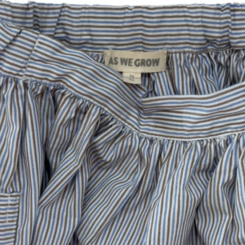 AS WE GROW - SKIRT - 100% COTTON - STRIPES - WHITE/BLUE/BROWN - 3-5Y - Picture 4 of 5